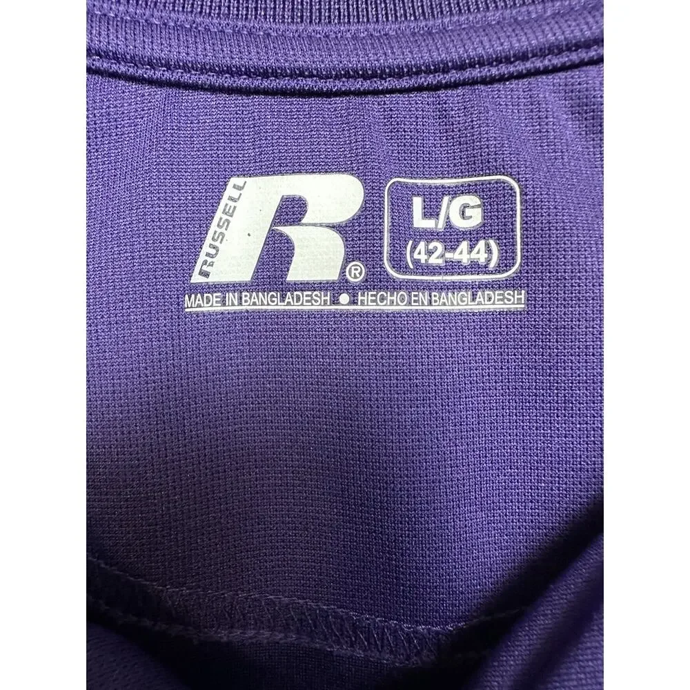 Russell NCAA LSU Tigers Shirt Mens Large‎ Dri-Fit Lightweight Purple Polo Shirt